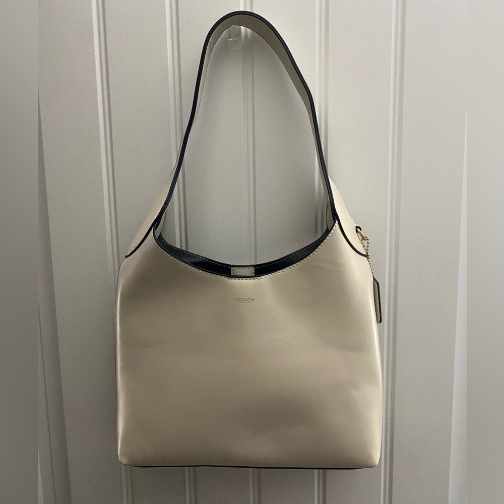 Coach Shoulder Bag in Cream with Black Trim